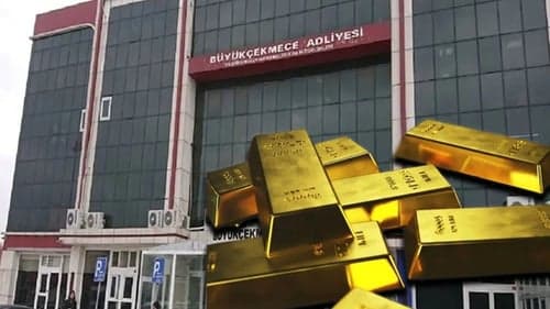 Adliyeye mesai başlamadan gelip, market arabasıyla altın ve gümüşleri çalmış!